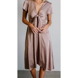 Baltic Born Women's Poppy Satin Midi Dress Stretch XXL Autumn Orchid Pink